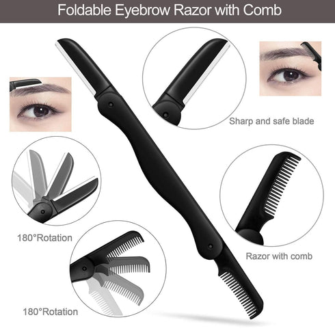 KAJUDA Eyebrow Razor Kit, 5 in 1 Eyebrow Grooming Set for Women and Men, Includes Comb, Tweezers, Scissors