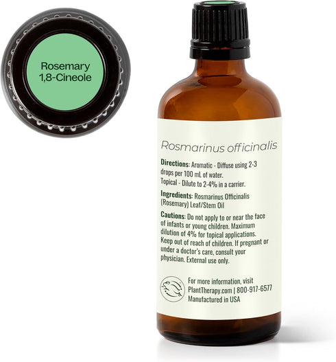 Plant Therapy Rosemary Essential Oil for Hair Growth, 100 mL (3.3 oz)