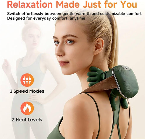 LOVMASSG 3 Shoulder and Neck Massager with Heat, Palm-Like Kneading, Adjustable Speeds, Ergonomic Design for Muscle