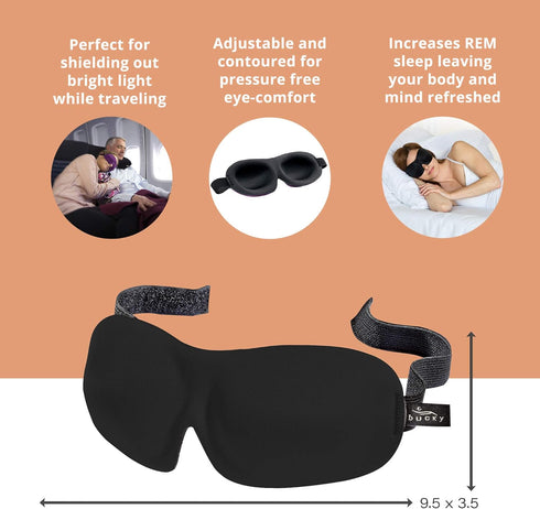 Bucky 40 Blinks No Pressure Printed Eye Mask - Travel & Sleep, Black Dot, One Size