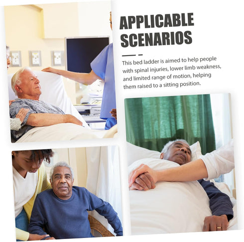 Ipetboom Adjustable Bed Ladder for Elderly Nonslip Assist Strap for Disabled Paralytic Patients Space Saving Design