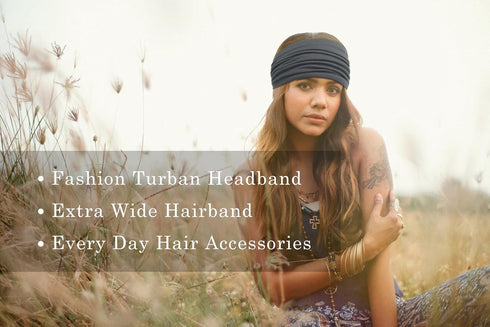 Tobeffect 7 Inches Wide Headbands for Women, Extra Large Turban Hairband, 6 Pack Boho Accessories