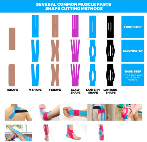 Kinesiology Tape (4 Pack) 16.4ft Water Resistant Athletic Tape for Pain Relief, Injury Recovery, Ice Blue