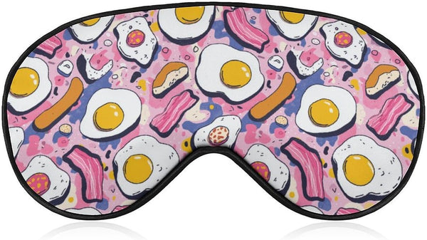 Sleep Mask,Fried Eggs Bacon Sausage Eye Masks with Adjustable Strap for Sleeping,Block