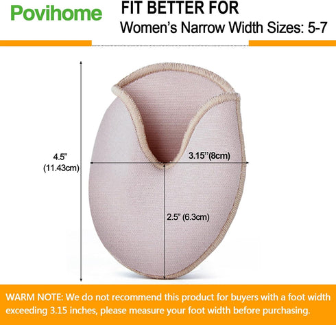 Povihome Toe Pouches Pads, Gel Cover for Women's Narrow Width Sizes 5-7 for Heel, Ballet, Point Shoes (1 Pair)