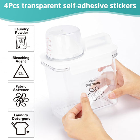 Laundry Detergent Dispenser-2 Pack, 37 oz Detergent Dispenser with 4 Removable Labels, Laundry Soap Dispenser for Laundry Room Organization and Storage, BPA Free & PET Plastic Clear by Bikkii