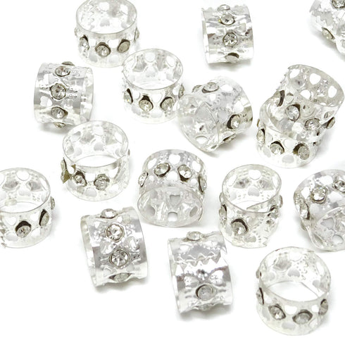 Honbay 20PCS Silver Rhinestone Hair Rings, Dreadlocks Beads, Braiding Hair Jewelry