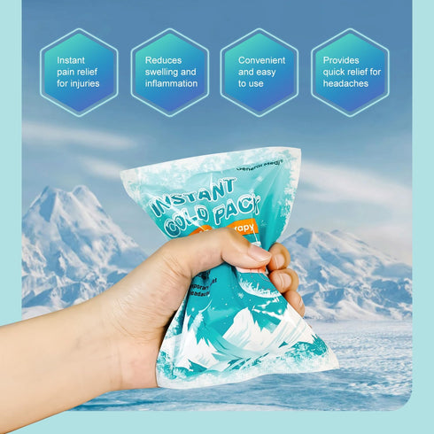 General Medi 50 Packs Instant Ice Cold Pack (4”x 5.5”) for Pain Relief, Swelling, Inflammation, Sprains, Toothache