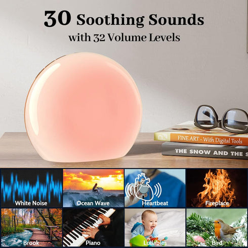 Meditation 30 12 10 32 4 White Noise Sound Machine with Soothing Sounds Colors Night Light Brightness Levels Volume