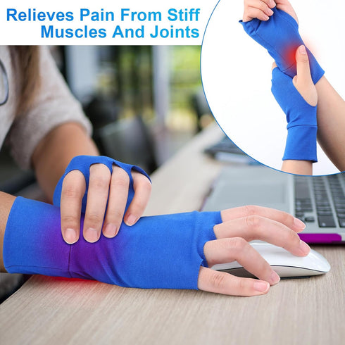 6 Pairs Fingerless Stress Relief Gloves, Lightweight Arthritis Gloves for Women and Men, Crocheting Craft