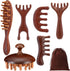 Yiyiring 6 Pcs Natural Wooden Scalp Massager Comb Tool Set with Flocked Storage