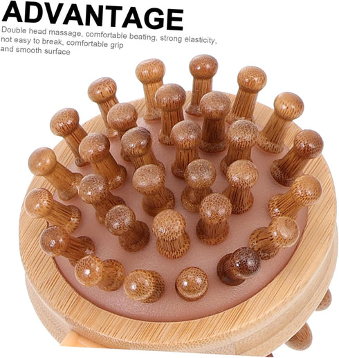 Hammer Bamboo Massage Handheld Wood Massager for Neck Shoulder Back Acupoint Therapy with Ergonomic Handle for Muscle
