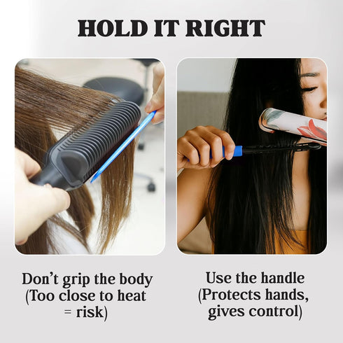 Herstyler Hair Straightening Comb - Easy Styling Straightener Comb for Flat Iron (Blue)