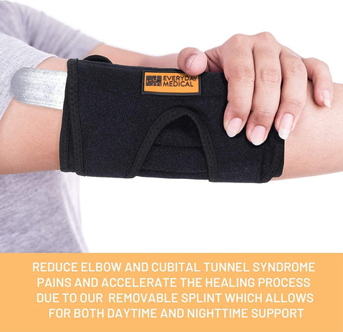Everyday Medical Adjustable Cubital Tunnel Elbow Brace for Tendonitis & Tennis Elbow, Unisex - S/M