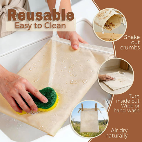 Hqyib 1 Pack 17x13 Inch, Beeswax Bread Bags for Sourdough & Homemade Bread, XL Reusable Sourdough Bags for Storage