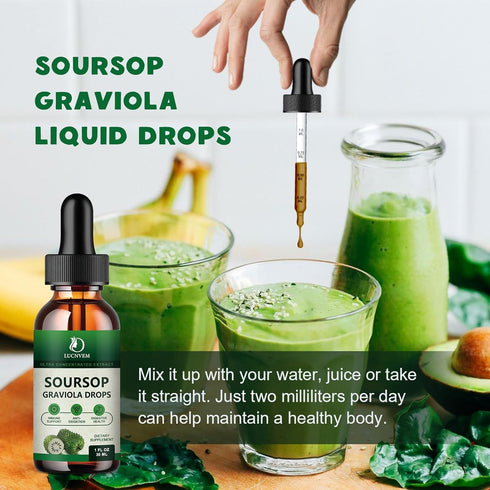 (2 Pack) Soursop Graviola Liquid Drops 2000mg | Natural Antioxidant, Cell Support & Regeneration, Immune Boost, Soursop
