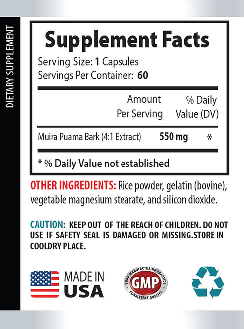 Private Label 2200Mg 3 180 energy supplements for men - MUIRA PUAMA EXTRACT - MALE ENHANCEMENT - energy boost - muira