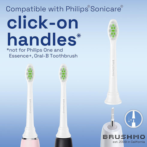 Brushmo Whitening Replacement Toothbrush Heads, Compatible with Philips Sonicare, 8 Medium Firm Diamond-Shape Heads