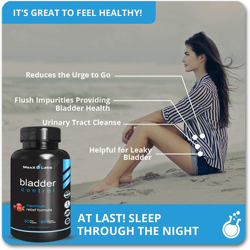 Bladder Control Supplement - Overactive Bladder Control Pills, 60Ct - Potent Blend of Pumpkin Seed Oil, Cranberry