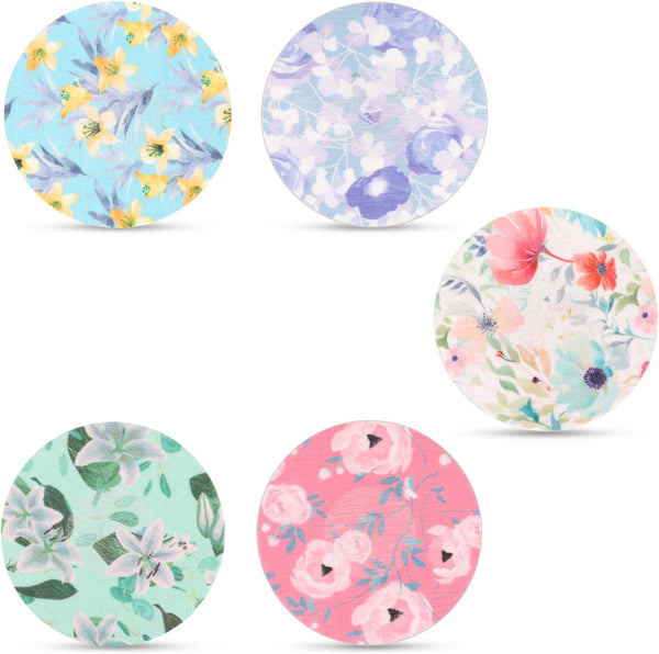 25pcs Waterproof Adhesive Sensor Covers for Libre 2/3, Floral Pattern CGM Tape, Sweatproof Stickers