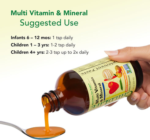 CHILDLIFE ESSENTIALS Kids Multivitamin & Mineral, Liquid Vitamins for Kids, Natural Orange & Mango