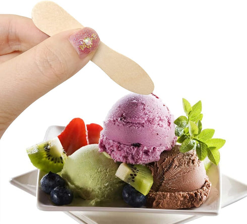 Honbay 200PCS 3 inch Mini Wooden Ice Cream Spoons Sticks Disposable Wooden Tasting Spoons Sampling Spoons Small Dessert
