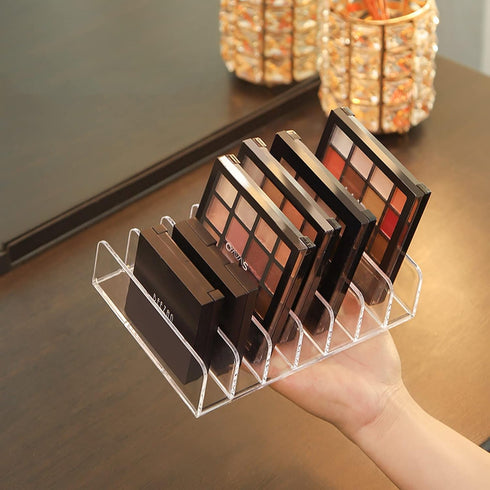 Vowcarol Acrylic Eyeshadow Palette Organizer, 7-Section Divided Makeup Holder - Clear 2 Pack