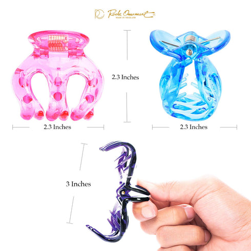 RC ROCHE ORNAMENT 6 Pcs Womens Pumpkin Hair Claw Clips, Large Transparent Multicolor, No Slip Grip, Durable Beauty