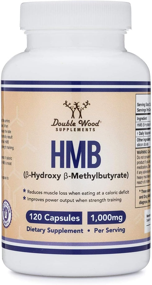 Double Wood Supplements HMB Supplement, Third Party Tested, Non-GMO, Gluten Free, 120 Capsules, 1000mg per Serving