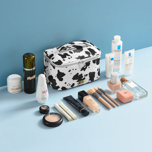 Makeup Bag Travel Toiletry Bag for Women, Cute Set of 3 Zipper Makeup Organizer, PU Leather Waterproof