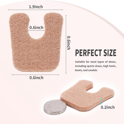 MoyRetty 60pcs U-Shaped Felt Callus Pads, Metatarsal Pads Self-Stick Cushions Protect Calluses from Rubbing on Shoes