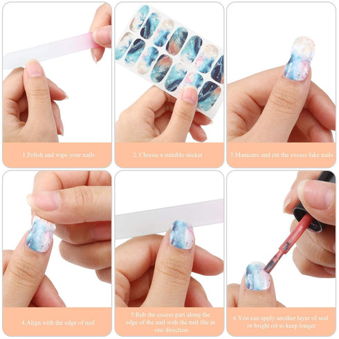 Maitys 168 Pcs 12 Sheets Full Wrap Nail Stickers Polish Strips Gradient Glitter Self Adhesive Gel Nail Strips