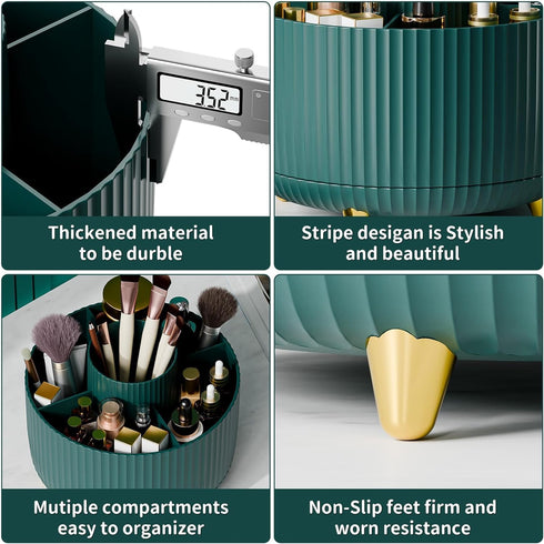 Makeup Brush Holder Organizer, 360° Rotating 5 Slot Cup for Cosmetics, Nail Polish, Art Supply