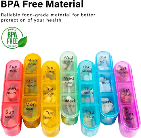 HFLYJPYW 3 7 Pill Organizer Times a Day, Weekly Pill Box Day, Daily Medicine Organizer Case to Hold Vitamins