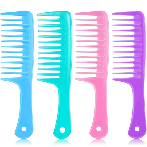 TecUnite 4 Pieces 9 1/2 Inches Anti-static Large Tooth Detangle Comb - Wide Tooth Hair Comb for Long & Curly Hair