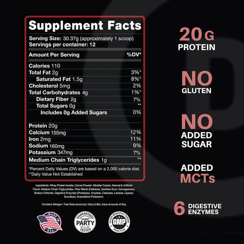 Devotion Nutrition Protein Powder Blend | Gluten Free, Keto Friendly, No Added Sugars | 1g MCT | 20g Whey & Micellar