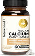 Future Kind Vegan Calcium Supplement, 60 Capsules - Plant-Based Calcium Magnesium for Teeth and Bone Support