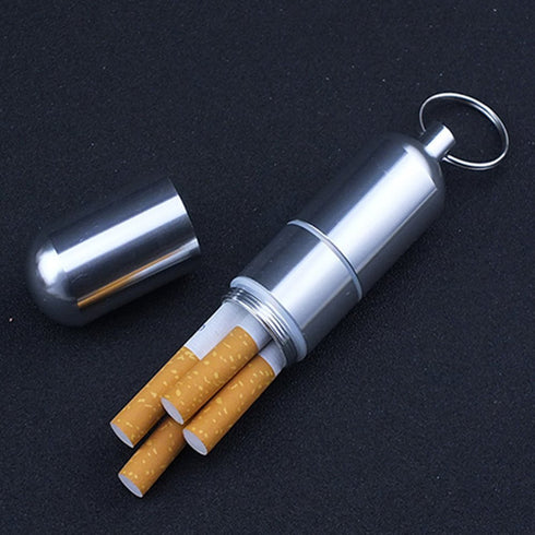 Joint Mini Aluminum Cigarette Case Holder with Key Ring, Waterproof Round Pocket Box for Cigarettes
