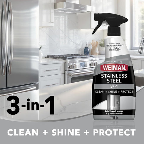 Weiman Stainless Steel Cleaner & Polish, Anti Fingerprint Spray Stainless Steel Cloth, Water Spots & Grease, No Streaks