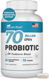 Probiotic Supplement 70 Billion CFU, 10 Strains, 30 Vegan Capsules