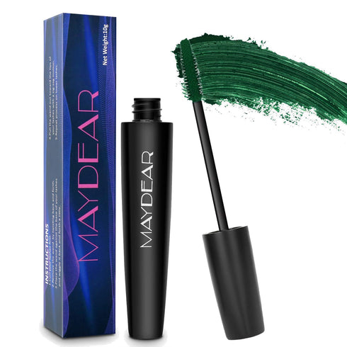Maydear Dark Green Waterproof Long Lasting Mascara - Smudgeproof Eye Makeup for Women