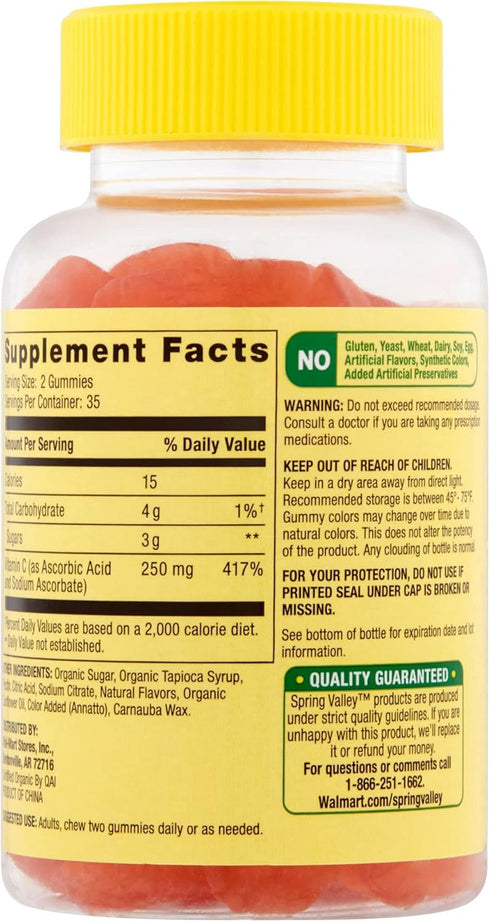 Spring Valley Gummie 240 70 Gummies - Vitamin C mg, Orange