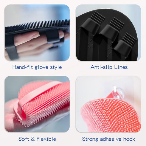 Soft Silicone Shower Brush, Super-lathering Body & Face Brush, Gentle Exfoliating Cleaning Glove for All Skin Types