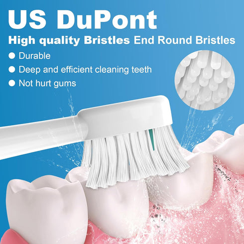 Replacement Brush Heads for WaterPik Sonic-Fusion 2.0, 6 Count with Covers for SF-01/SF-02/SF-03/SF-04 (White)