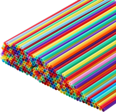 300 Pcs Colorful Long Disposable Drinking Straws, 0.23'' Diameter and 10.2" Long