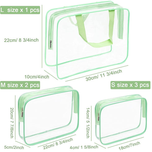 APREUTY Clear Makeup Bags, TSA Approved 6 Pcs Set of Clear PVC Cosmetic Bags with Zipper Handle for Travel