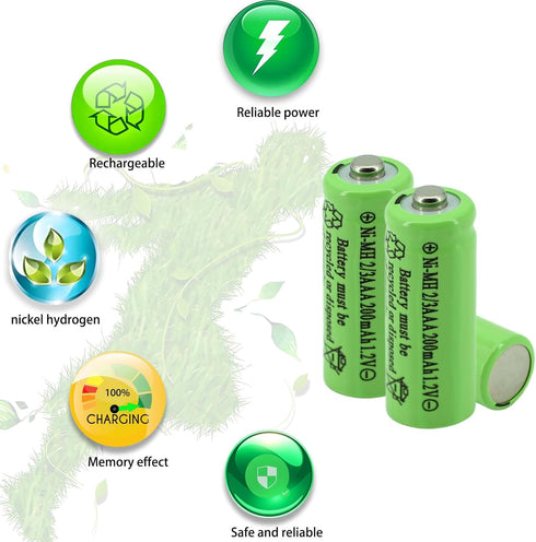 Yibatopow 8 Packs 2/3AAA 1.2v 200 Batteries,2/3 Ni-MH mah Rechargeable AAA Battery for Solar Lights,Outdoor Solar