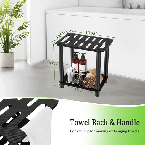 Shower Stool for Inside Shower, Shower Bench Stool with Storage Shelf, Stainless Steel Shower Stool for Shaving Legs