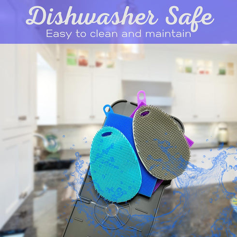 Kitchen Sink Splash Guard, Faucet Mat for Kitchen Sink, Food Grade Silicone Scrubber Dish Set