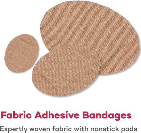 Dealmed Flexible Fabric Oval Spot Adhesive Bandages – 100 Count Non-Stick Pad, Latex Free for First Aid